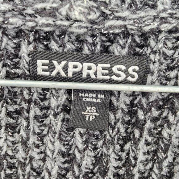 EXPRESS Gray Shimmery Open Front Cardigan Womens Size Extra Small XS - Picture 3 of 5
